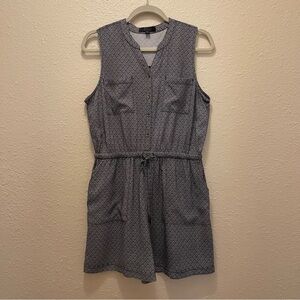 Kelly Renee Black White Geometric Pattern Drawstring Waist Sleeveless Romper M